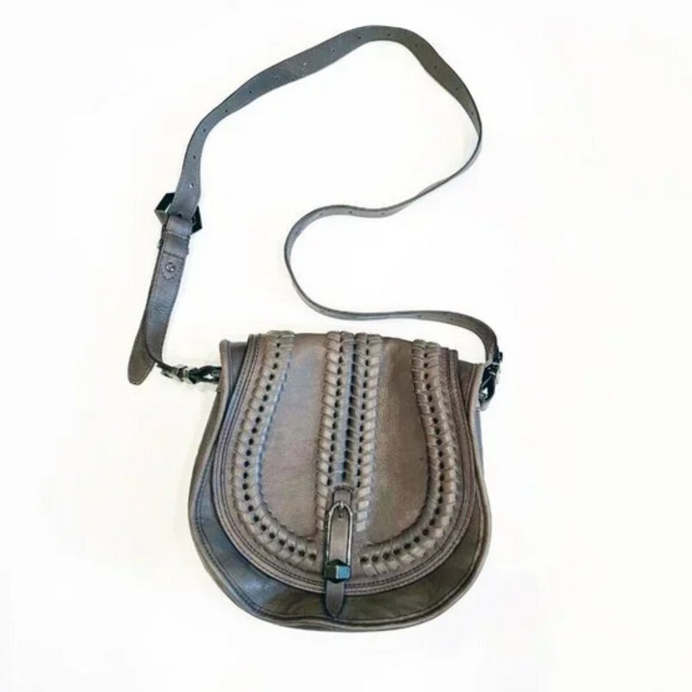 Oryany Gray Tumbled Leather Crossbody, gunmetal hardware